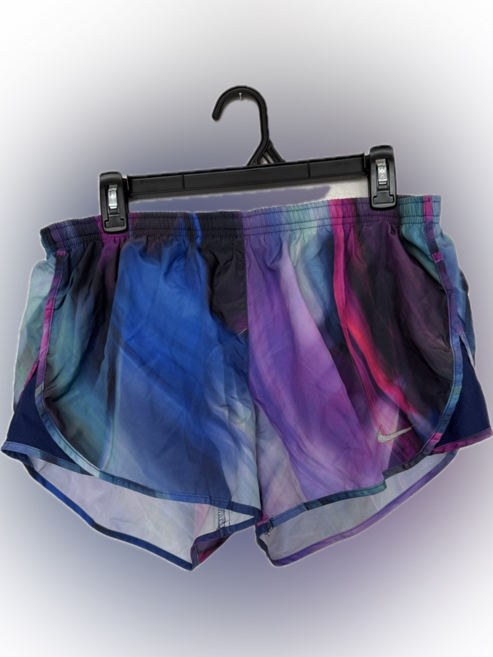 Nike Dri-FIT Running Shorts Women L Multicolor Abstract Print Athletic Gym